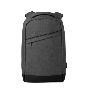 Rucksack aus zweifarbigem 600D-Polyester mit gepolstertem Schultergurt und großem Innenfach. Inklusive internem 13-Zoll-Laptopfach und USB-Ladekabel. Reißverschluss auf der Rückseite für besseren Schutz.-Schwarz-8719941011250