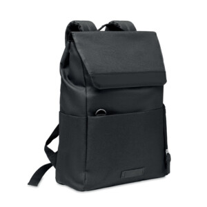 15-Zoll-Laptop-Rucksack aus zweifarbigem 600D RPET mit magnetischem Druckknopf. Gepolstertes Laptopfach