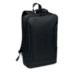 Computerrucksack aus RPET 300D-Polyester mit gepolstertem Schulterriemen und großem Innenfach für einen 16-Zoll-Laptop und ein USB-Ladekabel.-Schwarz-8719941054479