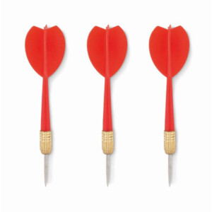 Dartscheibe in Papieroptik und Haken oben. Es können beide Seiten gespielt werden. Inklusive 3 PVC-Darts.-Mehrfarbig-8719941045712-6