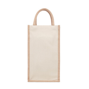 Tasche für zwei Flaschen aus Jute und Leinwand 320 gr/m². Flaschen werden nicht gestellt-Beige-8719941053465-3