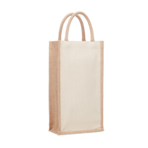 Tasche für zwei Flaschen aus Jute und Leinwand 320 gr/m². Flaschen werden nicht gestellt-Beige-8719941053465