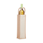 Tasche für eine Flasche Wein aus Jute und Leinwand 320 gr/m². Flasche nicht enthalten-Beige-8719941053458-2