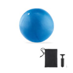 Kleiner PVC-Gymnastikball für Pilates oder Yoga in einer RPET-Tasche mit Handpumpe. Aufgeblasen: bis ~22 cm-Blau-8719941054615