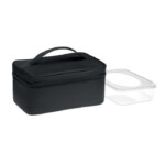 Die 600D RPET-Kühltasche enthält eine wiederverwendbare PP-Lunchbox mit einem Fassungsvermögen von 1900 ml. 2mm Alufolie.-Schwarz-8719941053908