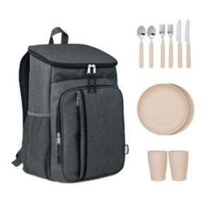 Zweifarbige Picknick-Kühltasche aus RPET 600D inklusive Zubehör für 2 Personen: 2 Messer