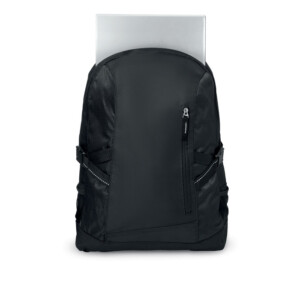 15-Zoll-Computerrucksack aus 600D-Polyester. Enthält eine Fronttasche mit Reißverschluss und 2 Seitenfächer. Verstellbarer Schultergurt.-Schwarz-8719941030411-1