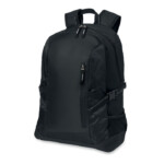 15-Zoll-Computerrucksack aus 600D-Polyester. Enthält eine Fronttasche mit Reißverschluss und 2 Seitenfächer. Verstellbarer Schultergurt.-Schwarz-8719941030411-2