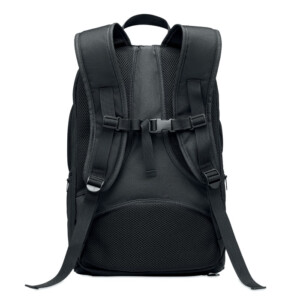 Multifunktionaler Sportrucksack aus RPET 600D mit mehreren Fächern (darunter ein gepolstertes Fach für den Paddelschläger). Beinhaltet einen verstellbaren Schulterriemen.-Schwarz-8719941054424-1