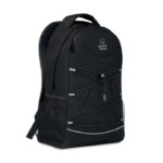 Rucksack aus 600D RPET mit dunklen Zugbändern auf der Vorderseite und reflektierenden Attributen auf der Vorderseite. Netztaschen auf beiden Seiten.-Schwarz-8719941048478-5