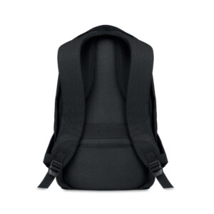 Rucksack aus 600D RPET mit gepolstertem Schultergurt und Rücken. Enthält ein internes gepolstertes 13-Zoll-Laptopfach. Rückenreißverschluss für zusätzliche Sicherheit.-Schwarz-8719941051010-1