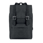 Computerrucksack aus zweifarbigem 600D-Polyester mit gepolstertem Schulterriemen und großem Innenfach für einen 15-Zoll-Laptop und ein USB-Ladekabel. Verfügt über einen magnetischen Druckknopfverschluss und ein Frontfach mit Reißverschluss.-Schwarz-8719941011212