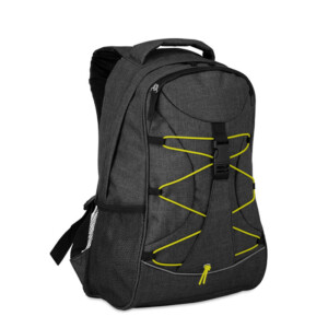 Rucksack aus zweifarbigem 600D-Polyester mit kontrastfarbenem Gesicht und reflektierender Kordel auf der Vorderseite. Netztaschen auf beiden Seiten.-Grün-8719941001381-1