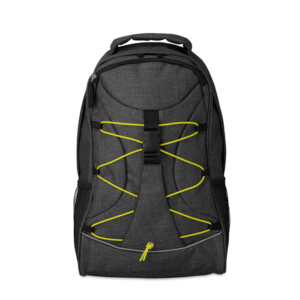 Rucksack aus zweifarbigem 600D-Polyester mit kontrastfarbenem Gesicht und reflektierender Kordel auf der Vorderseite. Netztaschen auf beiden Seiten.-Grün-8719941001381