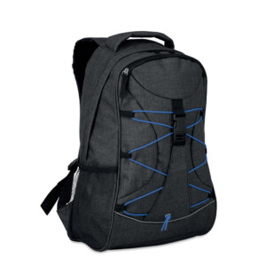 Rucksack aus zweifarbigem 600D-Polyester mit kontrastfarbenem Gesicht und reflektierender Kordel auf der Vorderseite. Netztaschen auf beiden Seiten.-Königsblau-8719941001374-1