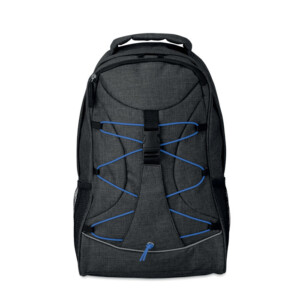 Rucksack aus zweifarbigem 600D-Polyester mit kontrastfarbenem Gesicht und reflektierender Kordel auf der Vorderseite. Netztaschen auf beiden Seiten.-Königsblau-8719941001374