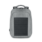 Rucksack aus zweifarbigem 600D-Polyester mit integriertem Solarladegerät und USB-Anschluss. Ladezeit ca. 6 Stunden in der Sonne. 2 Hauptfächer (für 13'' PC). Innentaschen. Gepolsterter Rücken und Riemen.-Schwarz-8719941041356-1