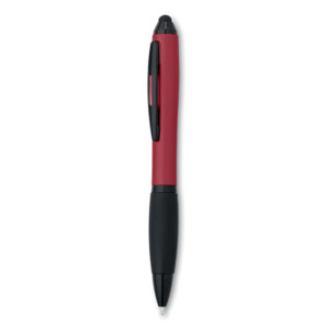 Drehkugelschreiber aus ABS in Metallic-Optik mit Stylus. Blaue Tinte.-Rot-8719941025066-1