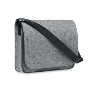 Umhängetasche oder Laptoptasche aus RPET-Filz mit Klettverschluss. Polyester-Schultergurt. Passend für einen 15-Zoll-Laptop.-Grau-8719941052048-3