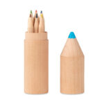 6 crayons en bois dans un étui en bois en forme de crayon.-Bois-8719941047372-3