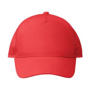 Casquette routier à  5 pans en polyester avec fermeture à  bouton-pression en plastique. Front et visière colorés en jersey de polyester avec renfort en mousse. Autres pans en filet de couleur. Taille 7 1/4.-Rouge-8719941048751-1